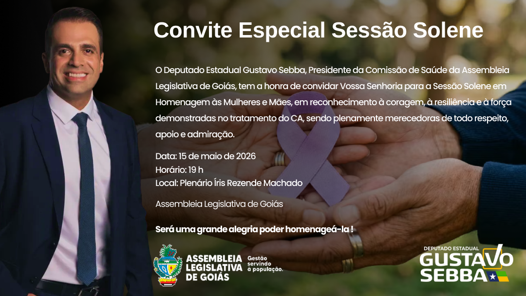Imagem do convite com informações da sessão solene, data e local