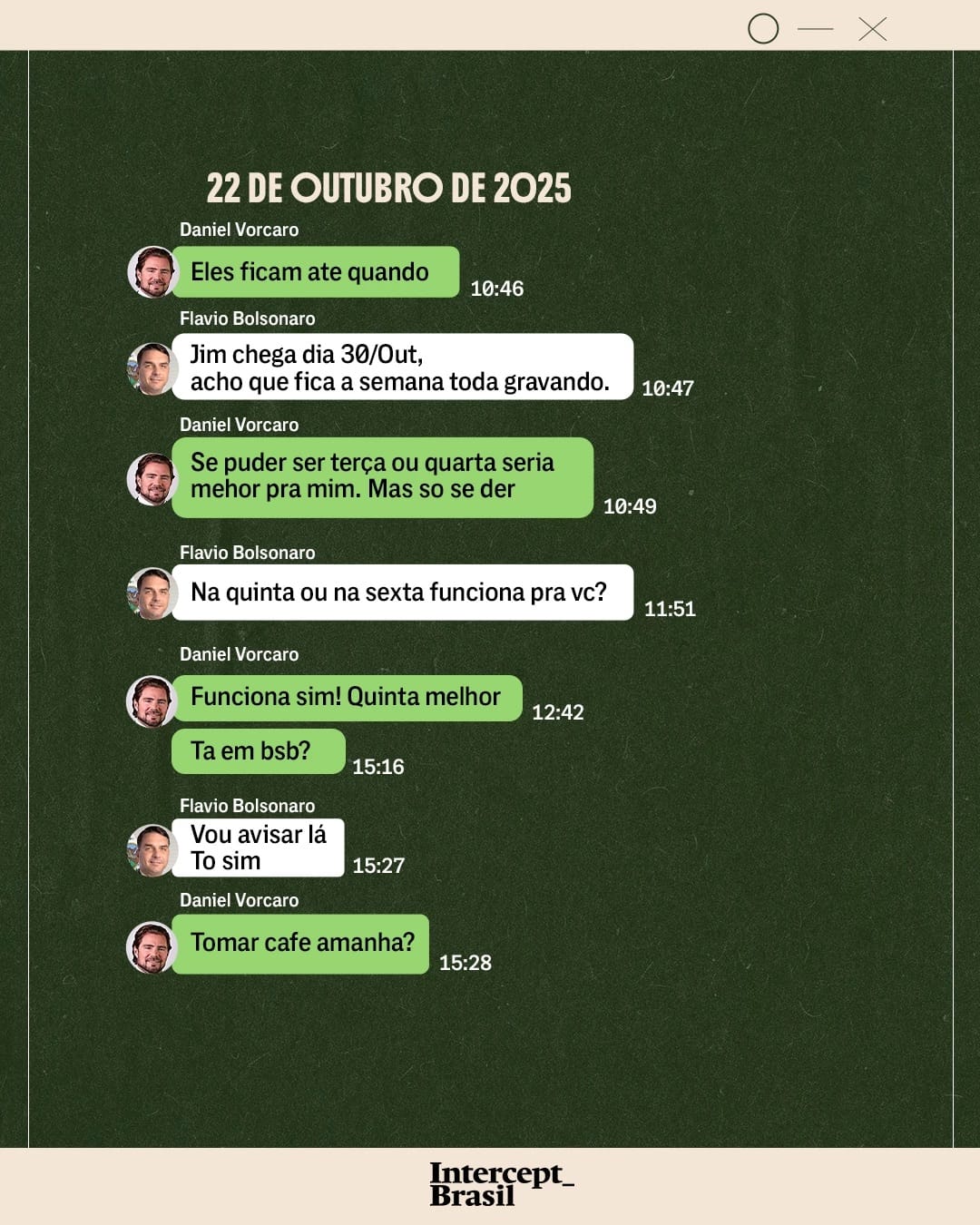 Captura de tela com balões de conversa e datas