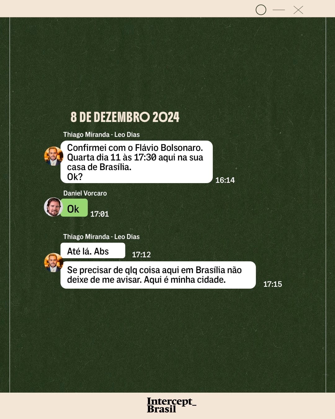 Imagem com trechos de conversa em aplicativo de mensagens