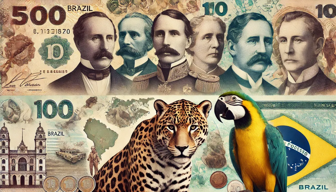 O dinheiro e os símbolos do Brasil