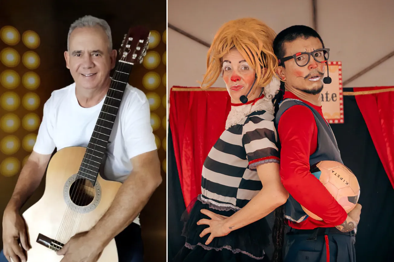 Música, mágica, malabares e palhaçaria no Crimeia Leste