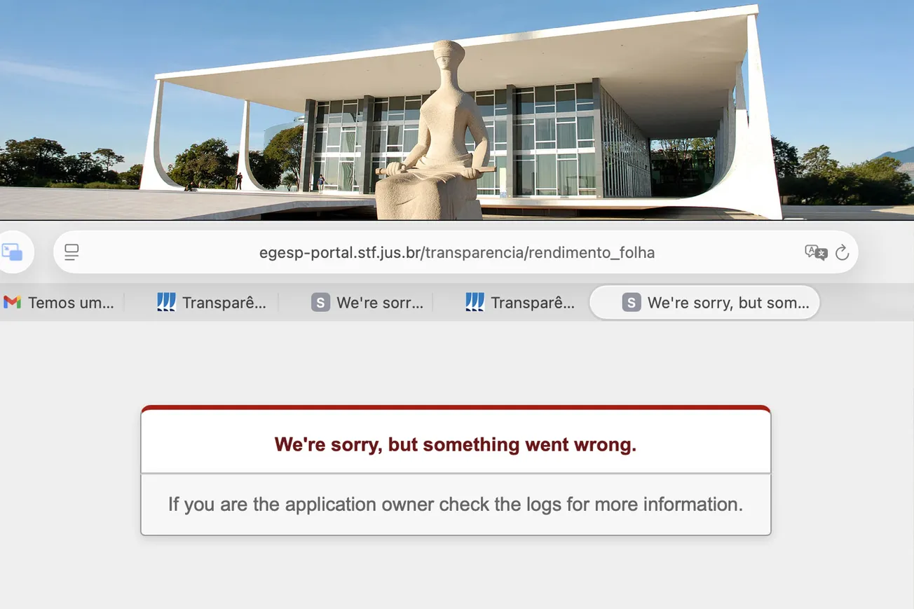 Página da folha de pagamento do STF sai do ar e impede consulta pública à remuneração dos ministros