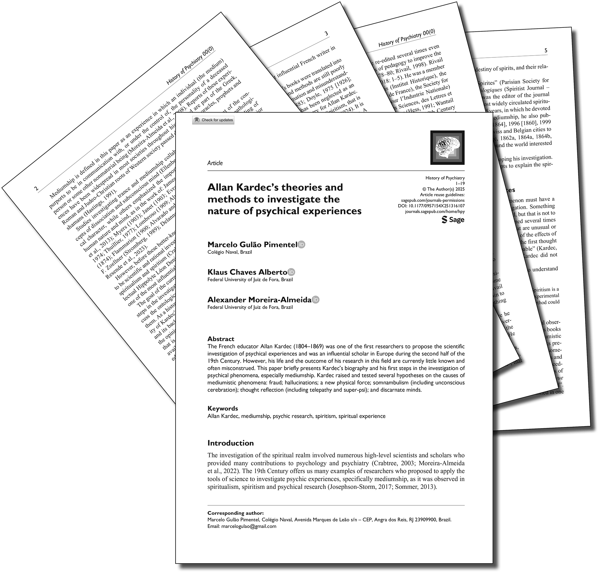 Artigo cientifico sobre os métodos investigativos de Allan Kardec